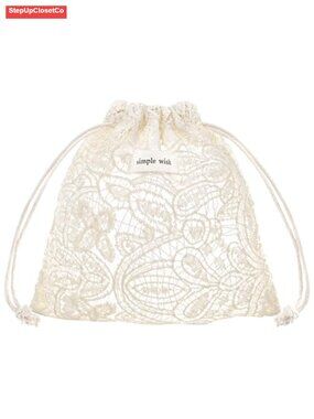 Lace Mesh Drawstring Cosmetic Pouch Travel Toiletry Organizer Makeup Bag
